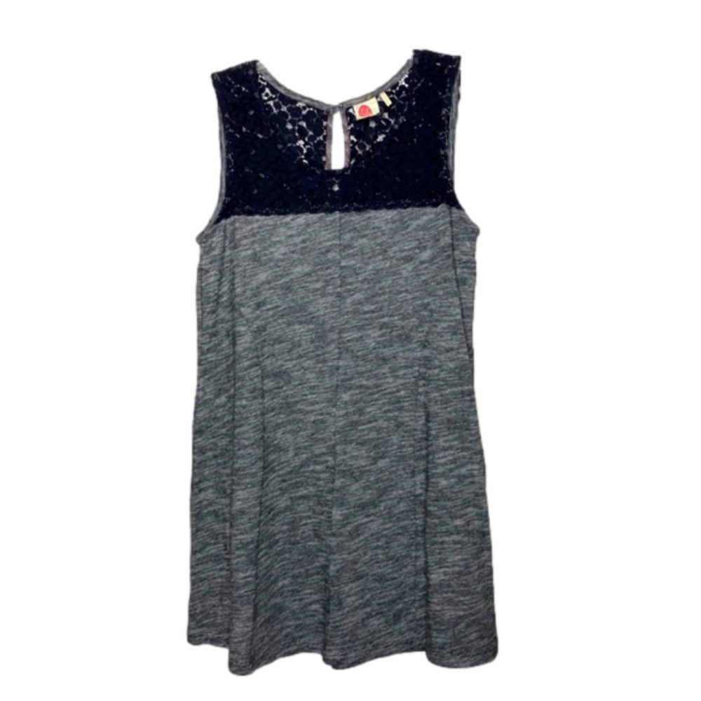 LILKA ANTHROPOLGIE Esme Navy Blue & White Lace & Knit Sleeveless Dress - Size L